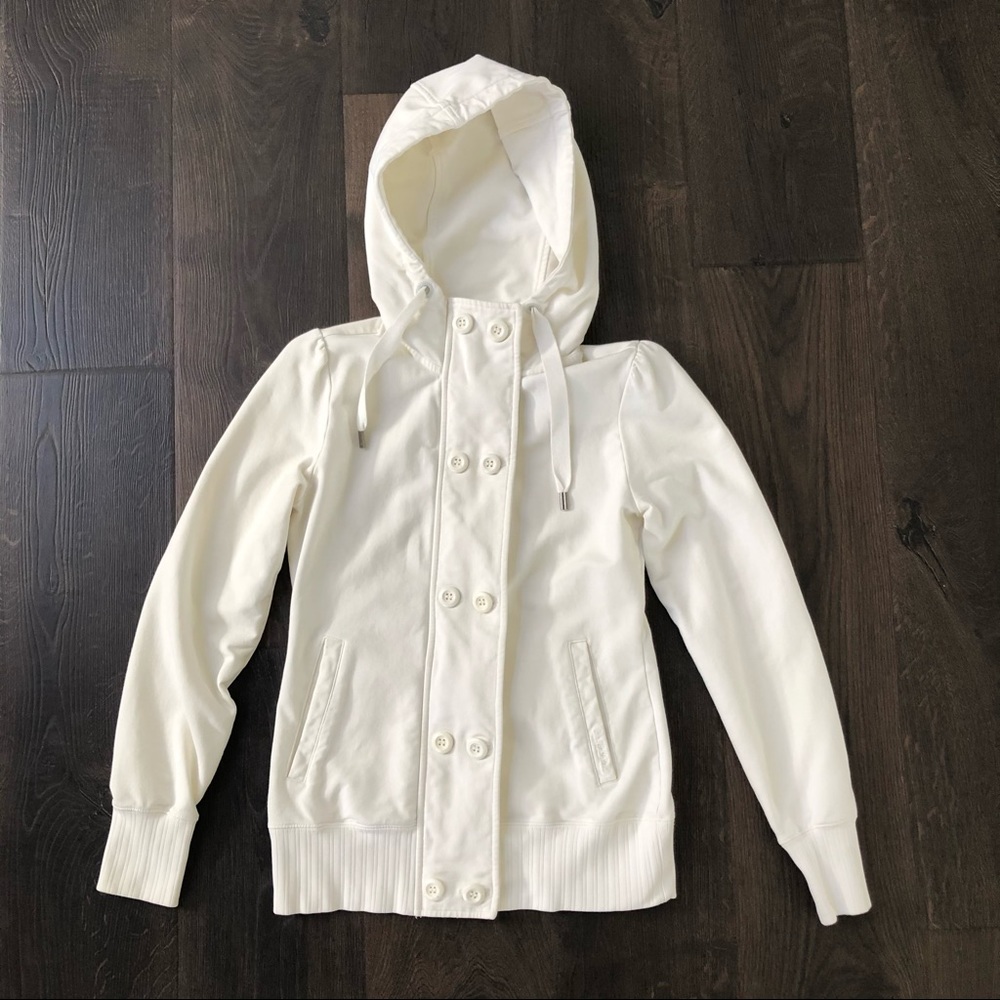 The North Face Sweatshirt Pea Coat Style White, Sm